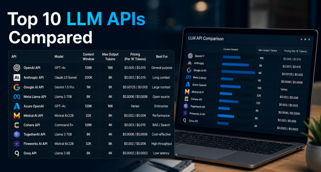 Top 10 LLM APIs Compared